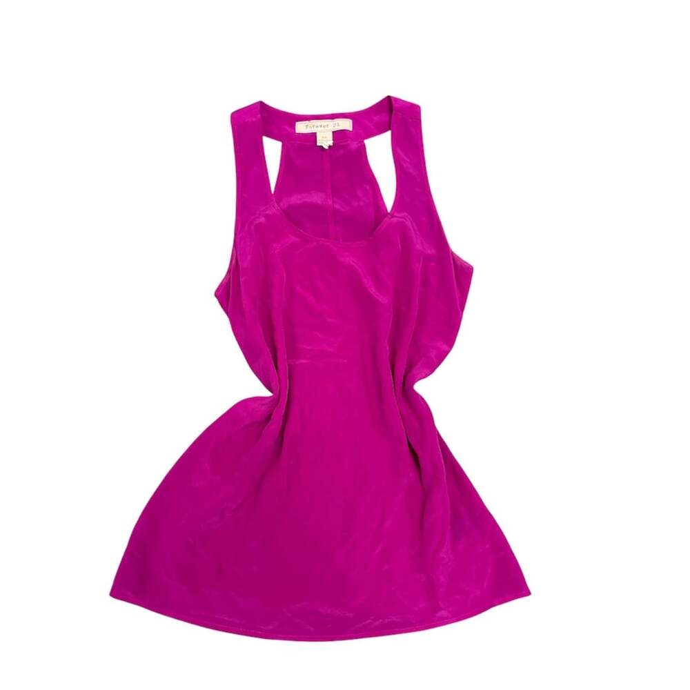 Y2K Forever 21 Magenta Pink 100% Silk Tank Top S/P